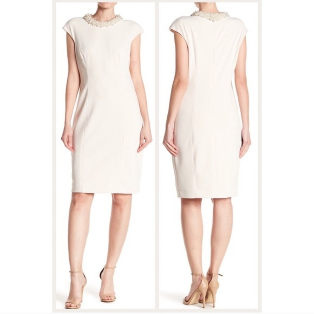BETSEY JOHNSON  Embellished Pearl Sheath Dress